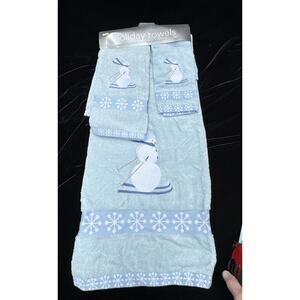 Vintage Brand New Martha Stewart 3 Piece Christmas Snowman Towel Set Nice! -Ch12